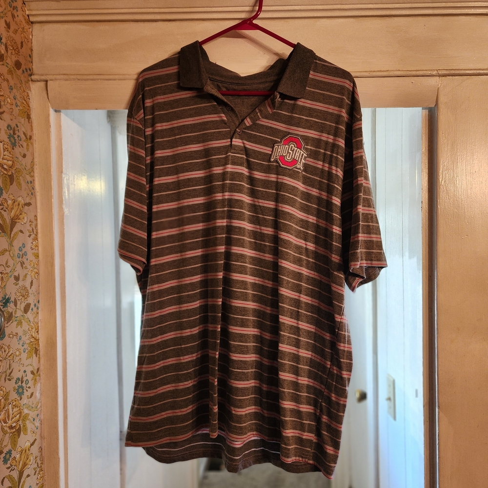 Men's Striped Polo Shirt - Brown